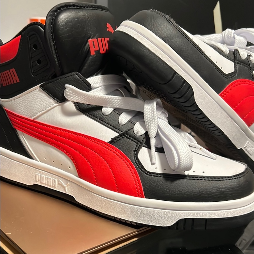 Puma Red and Black High-Top Sneakers with Padded Collar - Picture 6 of 6